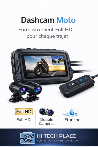 Dashcam DVR 1080p pour moto, étanche, avec Wi-Fi et GPS, enregistreur vidéo avant et arrière.