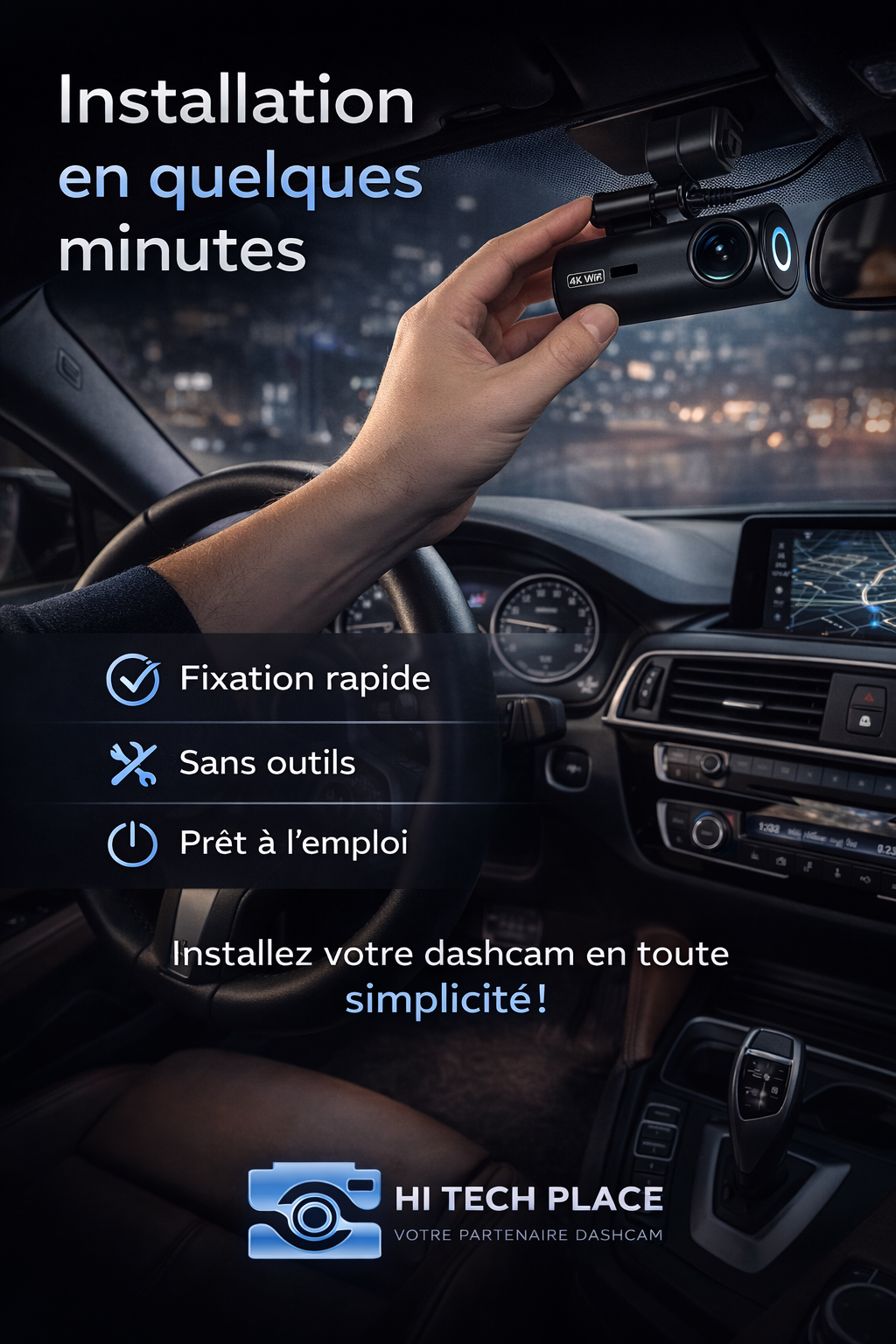 Dashcam DVR 4K 3840*2160P, enregistreur vidéo de conduite, caméra avant, Wi-Fi, vision nocturne 24h/24 et 7j/7.