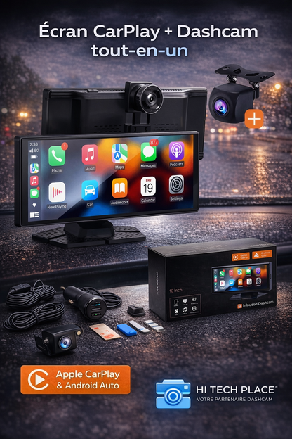 Système de navigation 10" avec Dashcam. Compatible Apple Car Play et Android Auto