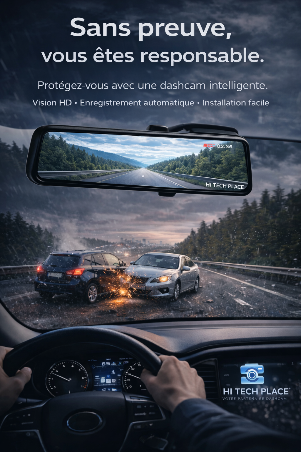 Dashcam rétroviseur tactile HD double caméra 1080p 10" – Vision complète, installation facile, sécurité maximale