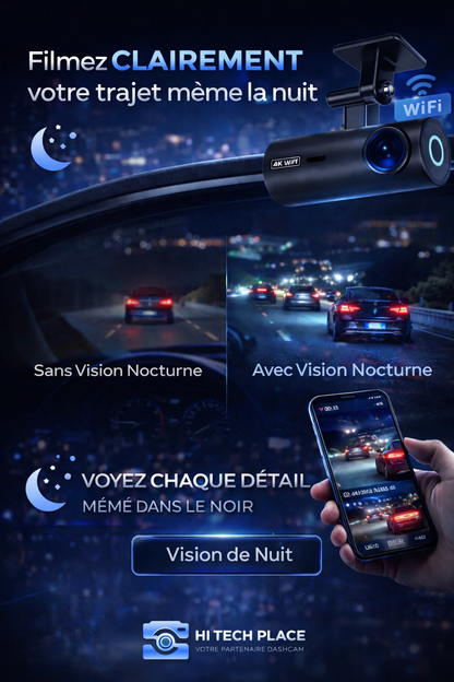 Dashcam DVR 4K 3840*2160P, enregistreur vidéo de conduite, caméra avant, Wi-Fi, vision nocturne 24h/24 et 7j/7.