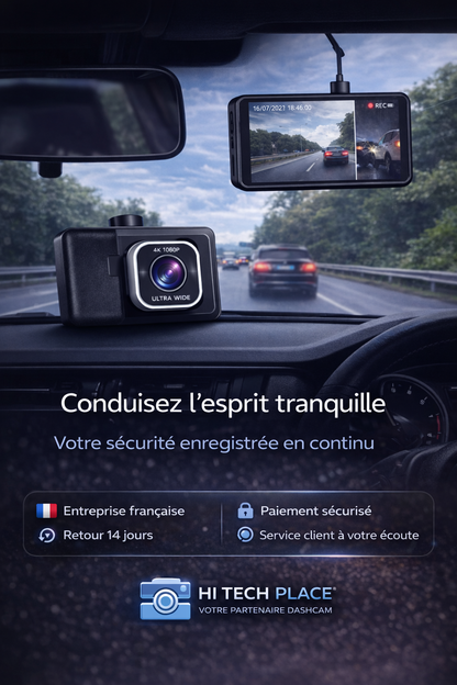 Dashcam 1080p avec capteur G, enregistreur vidéo pour véhicule, vision nocturne améliorée, enregistrement en boucle. Caméra arrière et carte 32Go inclus.
