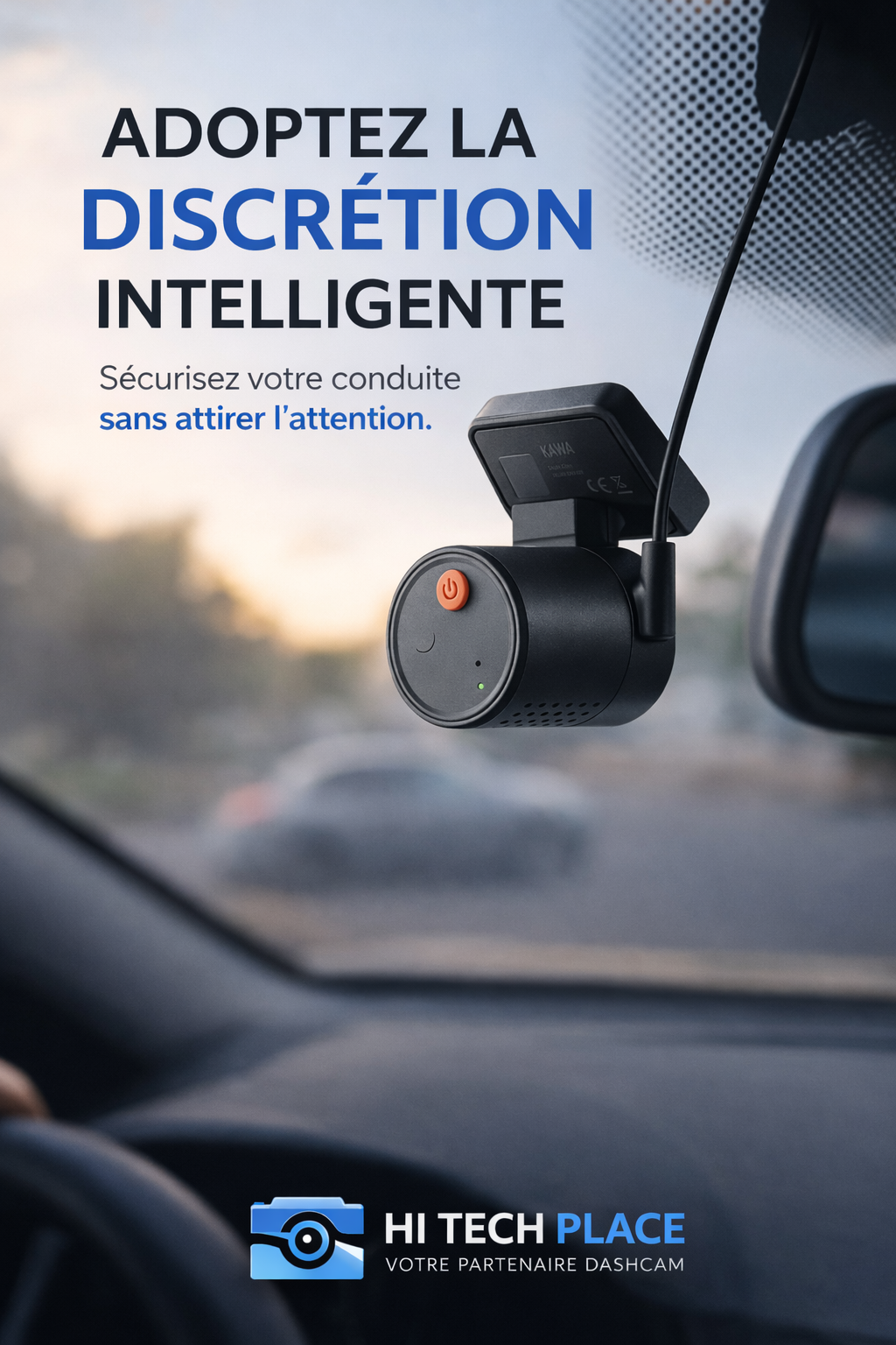 Dashcam 2K, DVR Mini avec enregistreur vidéo, commande vocale d'urgence, vision nocturne, Wi-Fi et application de surveillance.