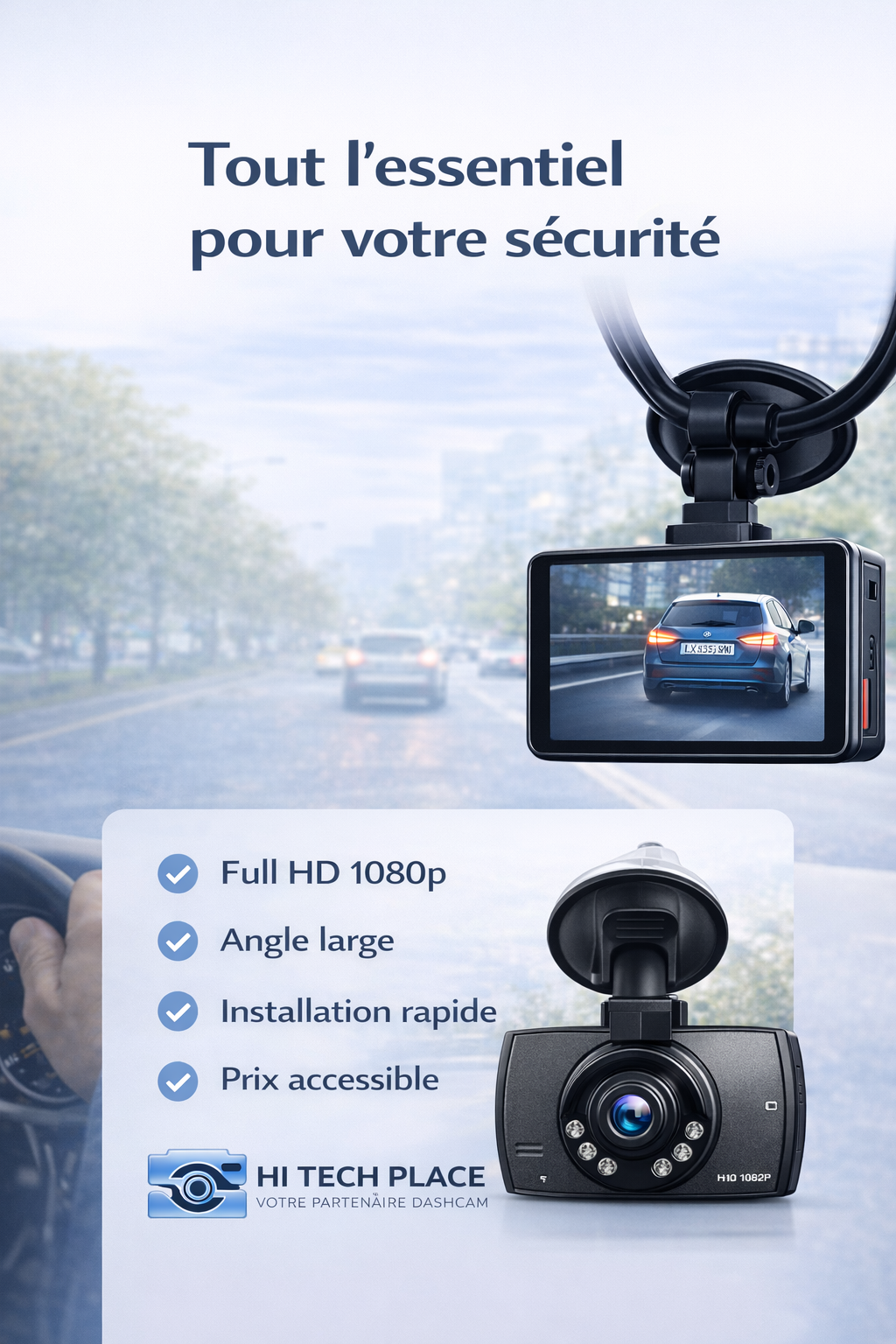 Caméra embarquée 1080p avec vision nocturne, enregistreur vidéo numérique (DVR)