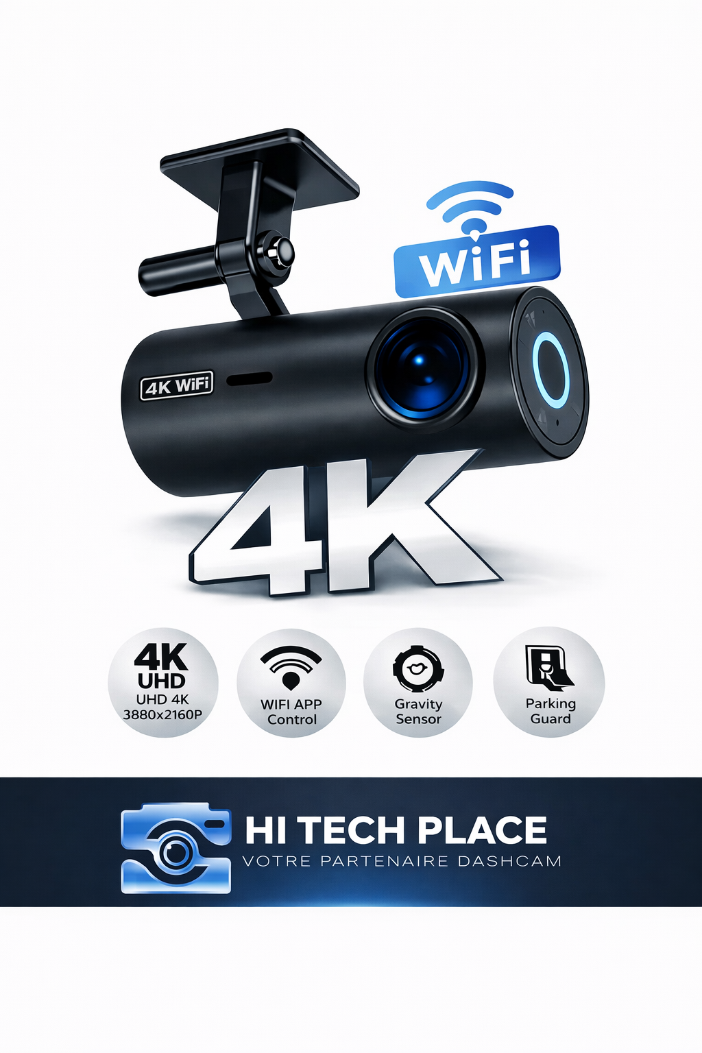 Dashcam DVR 4K 3840*2160P, enregistreur vidéo de conduite, caméra avant, Wi-Fi, vision nocturne 24h/24 et 7j/7.