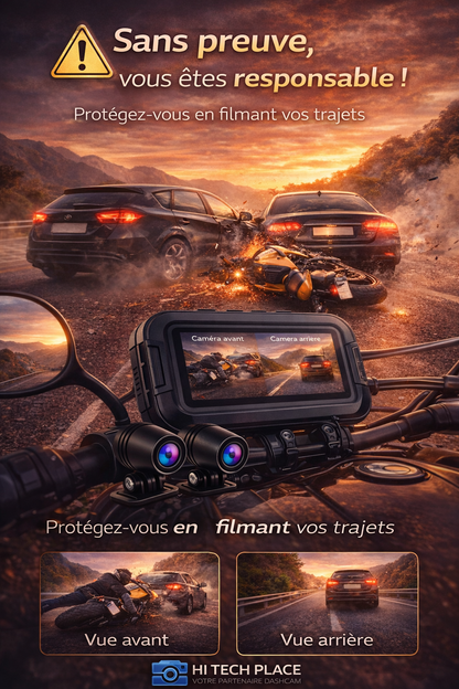 Dashcam DVR 1080p pour moto, étanche, avec Wi-Fi et GPS, enregistreur vidéo avant et arrière.