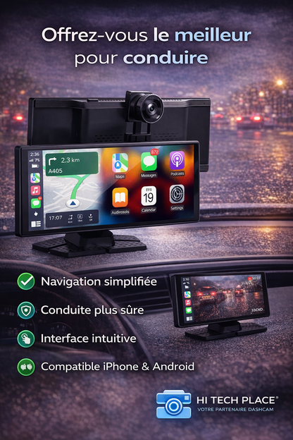 Système de navigation 10" avec Dashcam. Compatible Apple Car Play et Android Auto