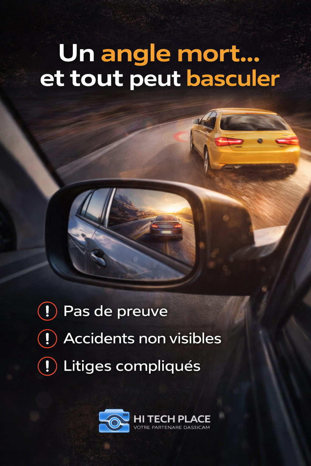 Dashcam 4 canaux avec Wi-Fi, vision nocturne FHD 1080p et enregistrement en boucle. Kit de câblage inclus.