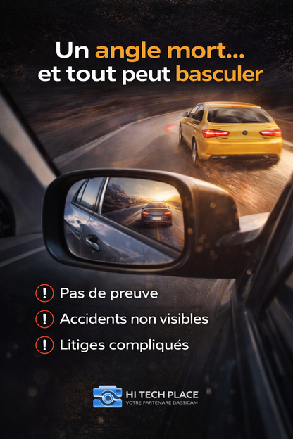 Dashcam 4 canaux avec Wi-Fi, vision nocturne FHD 1080p et enregistrement en boucle. Kit de câblage inclus.