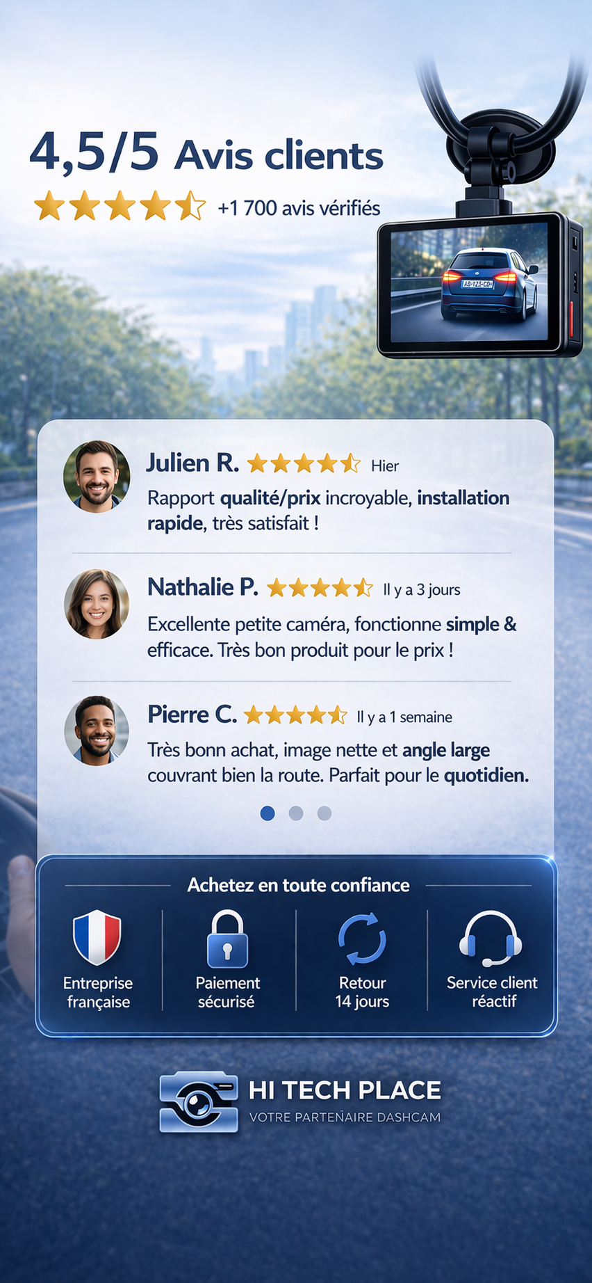 Caméra embarquée 1080p avec vision nocturne, enregistreur vidéo numérique (DVR)