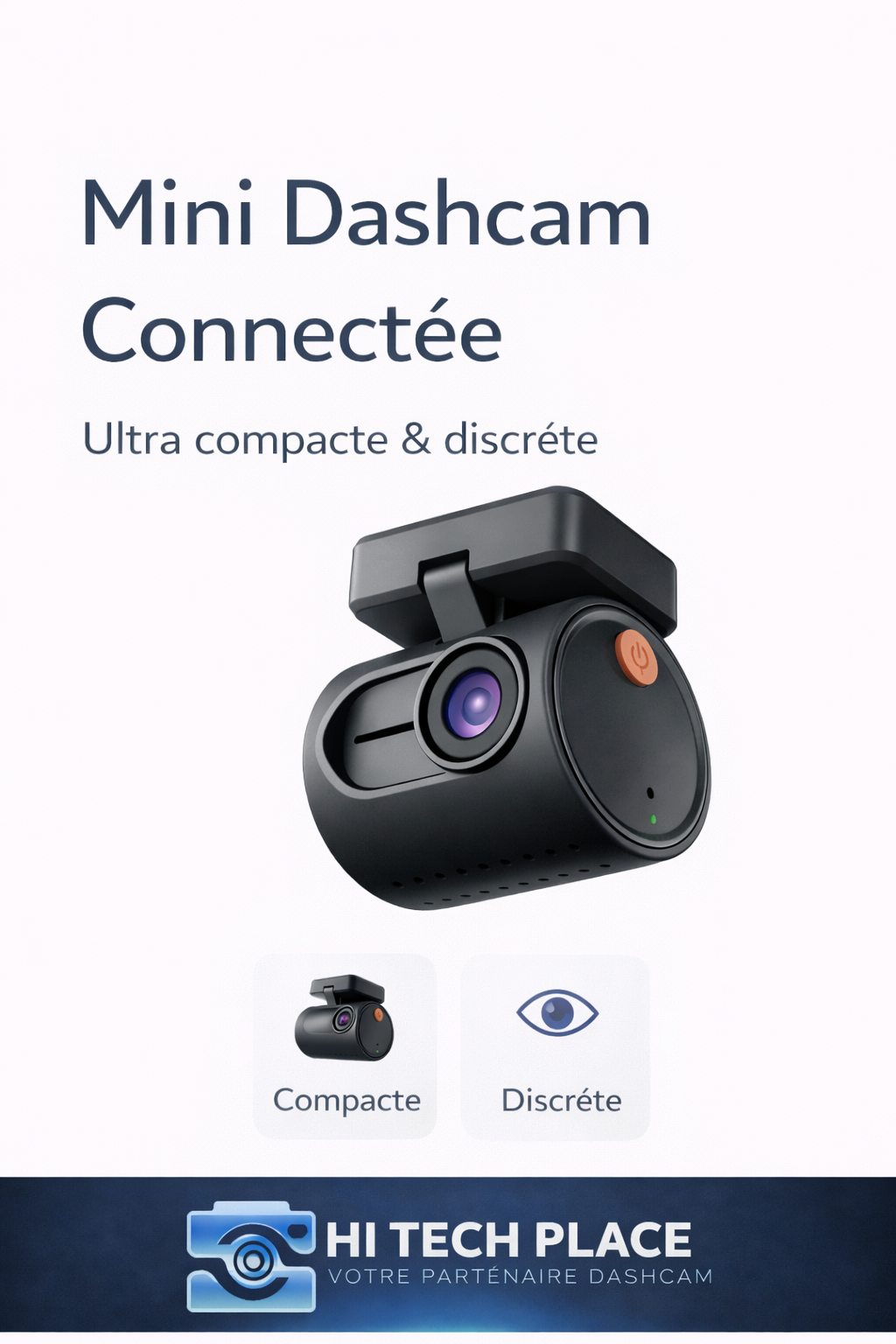 Dashcam 2K, DVR Mini avec enregistreur vidéo, commande vocale d'urgence, vision nocturne, Wi-Fi et application de surveillance.